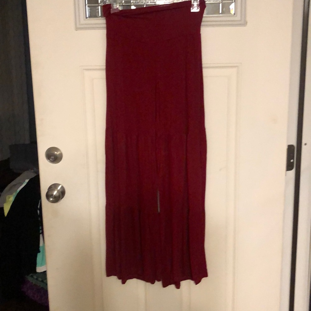 Wine Colored Ruffle Pants